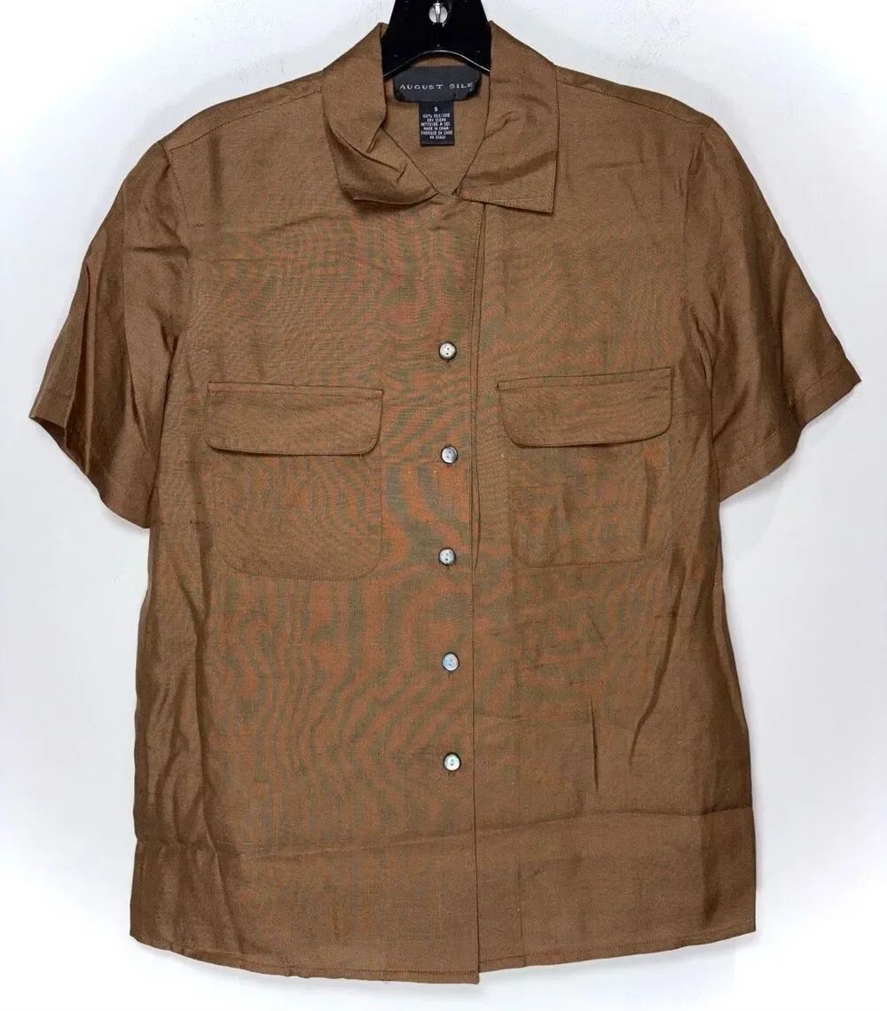 vintage August Silk button-down utility shirt size small